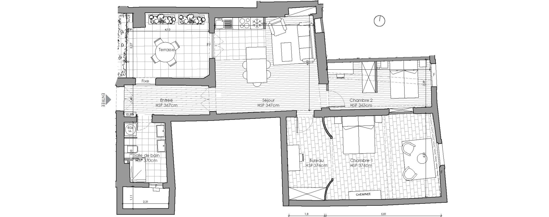 Appartement T3 de 82,20 m2 &agrave; Uz&egrave;s Centre