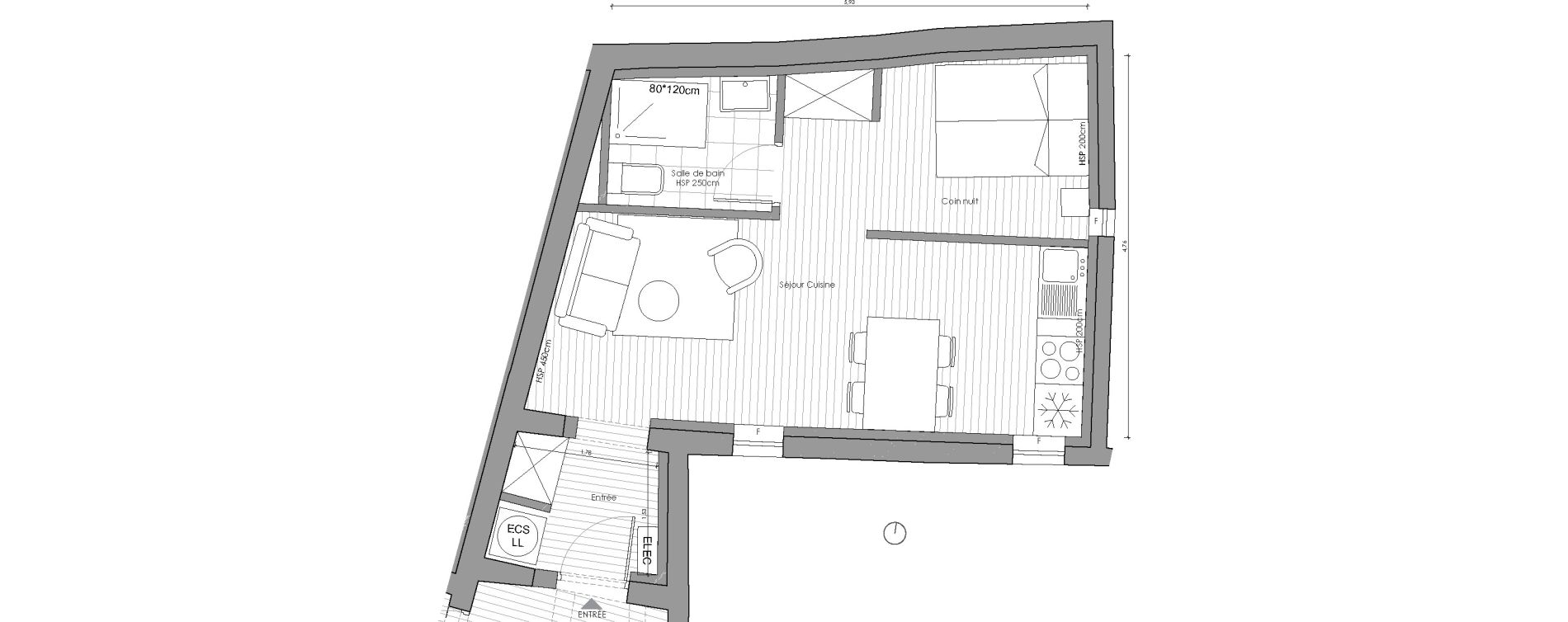 Appartement T1 de 31,20 m2 &agrave; Uz&egrave;s Centre