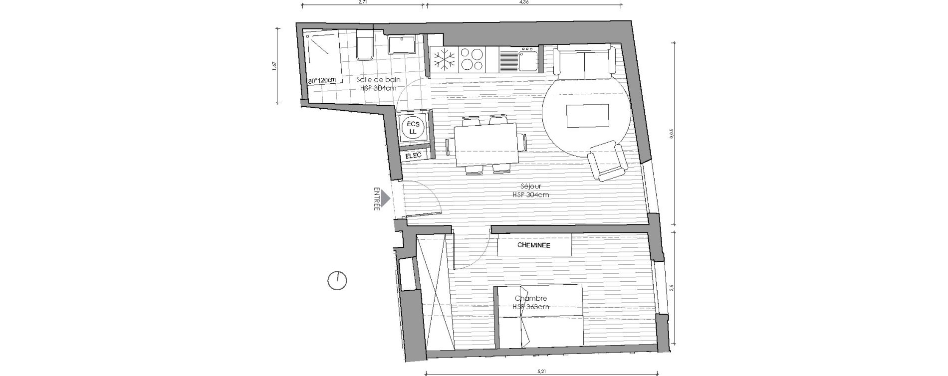 Appartement T2 de 38,70 m2 &agrave; Uz&egrave;s Centre