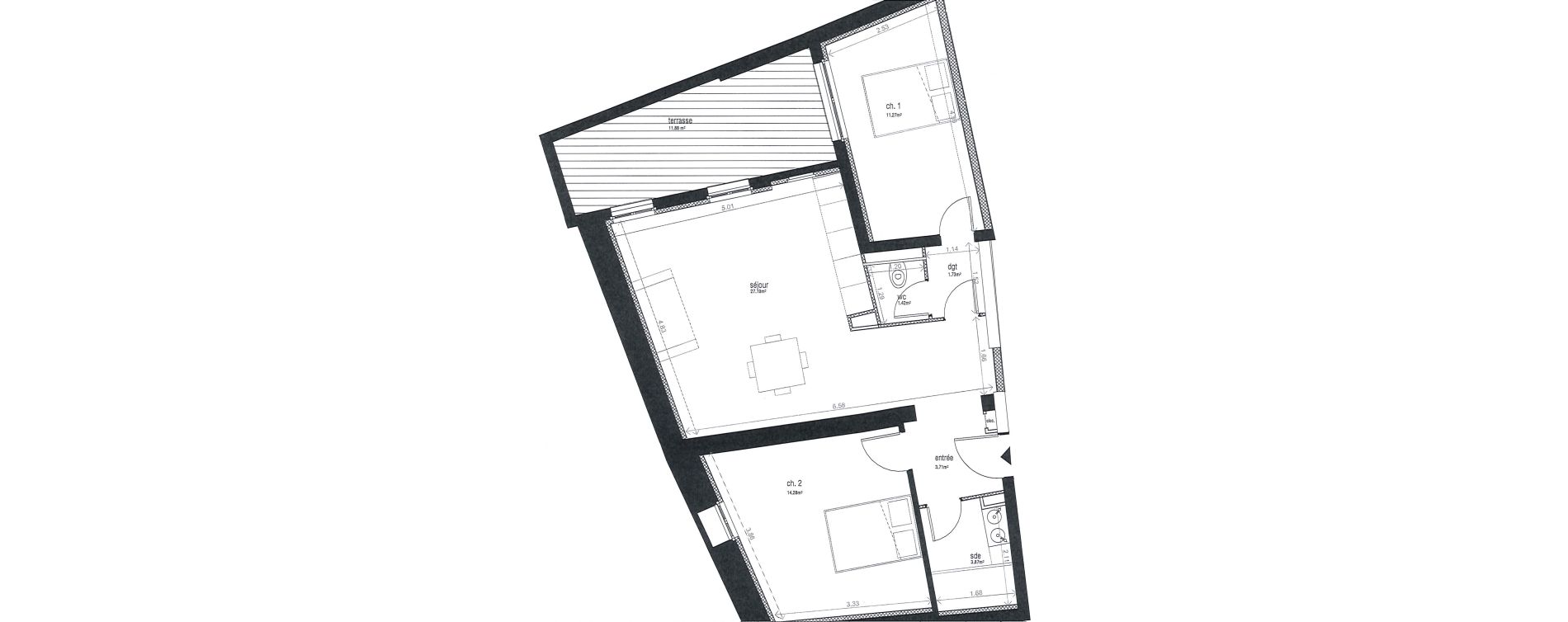 Appartement T3 de 63,47 m2 &agrave; Uz&egrave;s Centre
