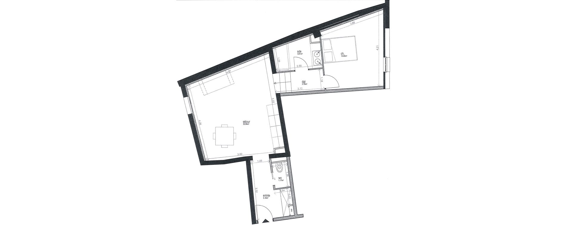 Appartement T2 de 47,34 m2 &agrave; Uz&egrave;s Centre