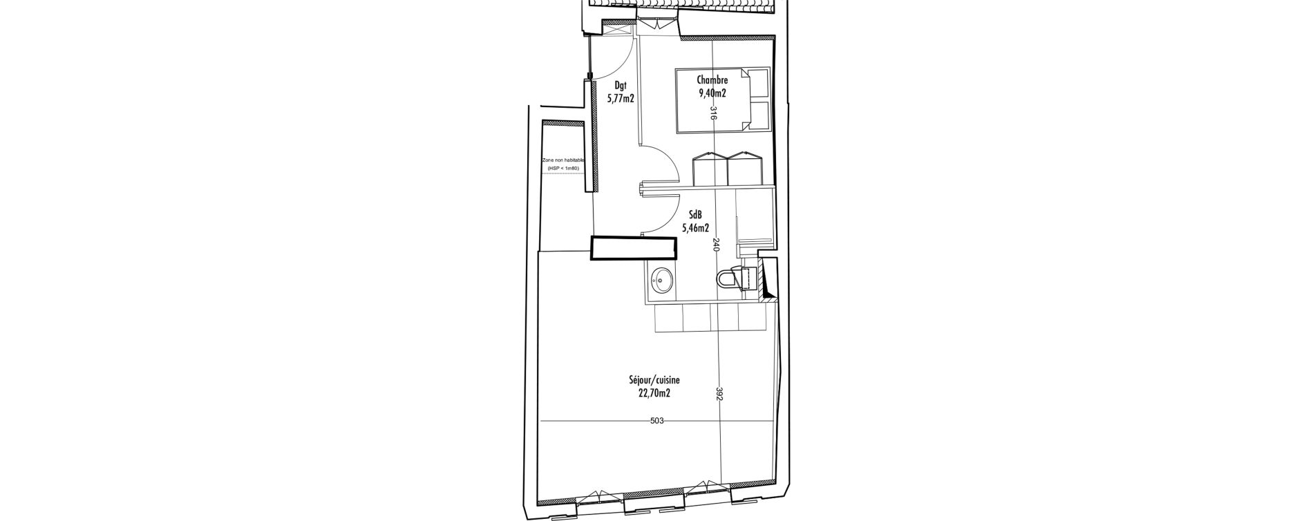 Appartement T2 de 43,33 m2 &agrave; Uz&egrave;s Centre