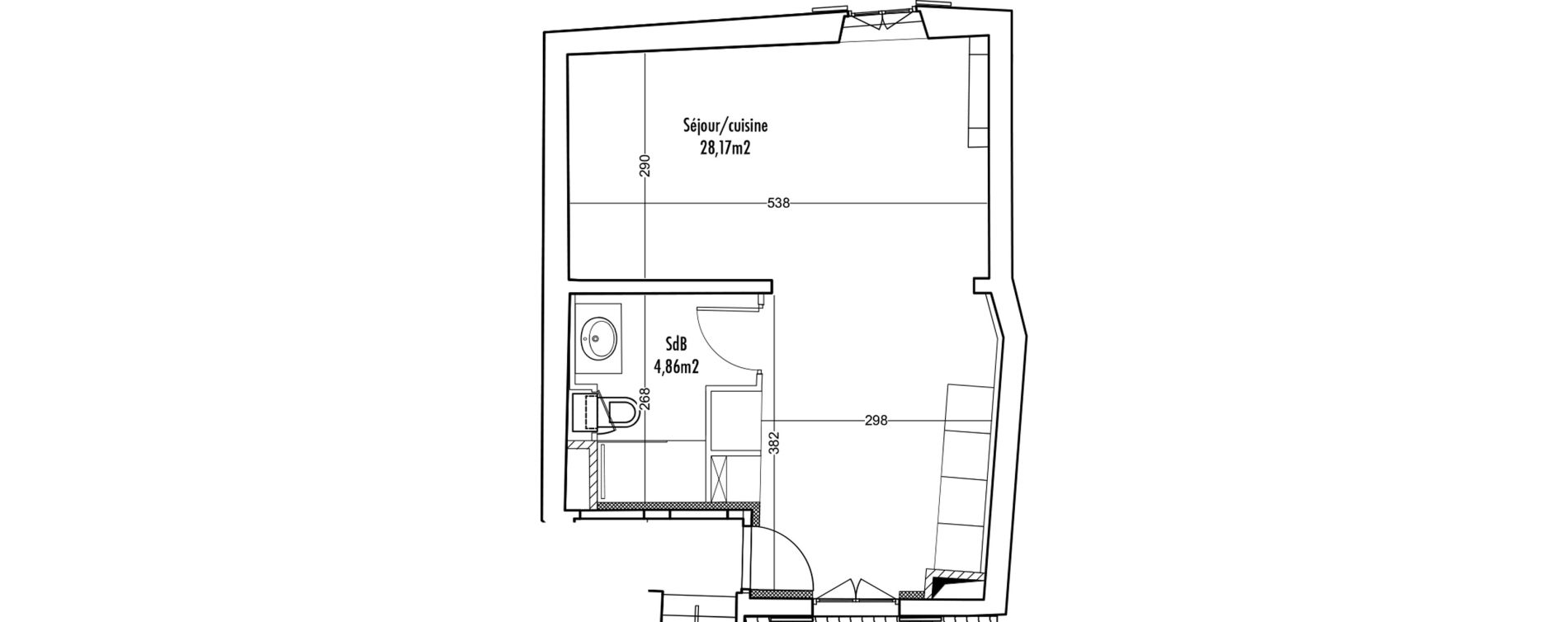 Appartement T1 bis de 33,03 m2 &agrave; Uz&egrave;s Centre