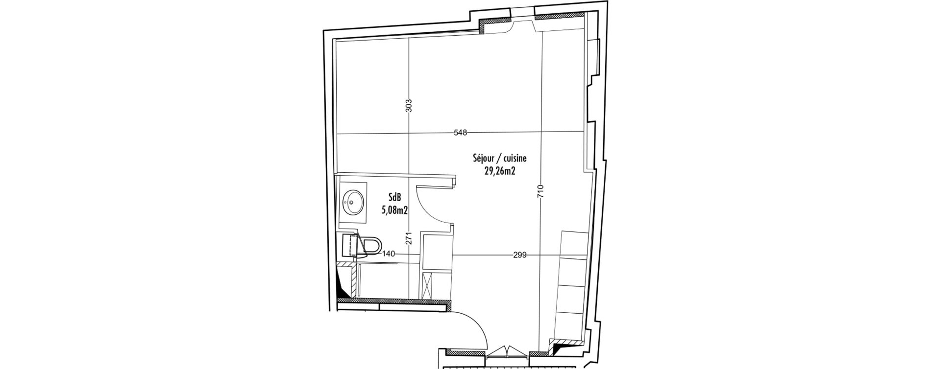 Appartement T1 bis de 34,34 m2 &agrave; Uz&egrave;s Centre