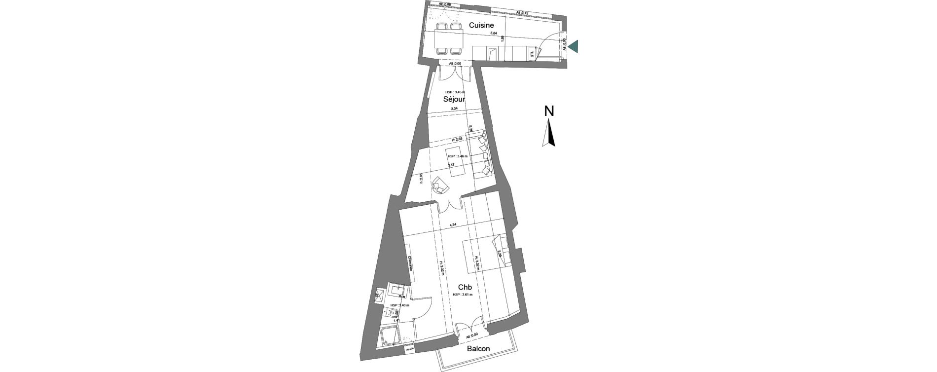 Appartement T2 de 53,16 m2 &agrave; Uz&egrave;s Centre