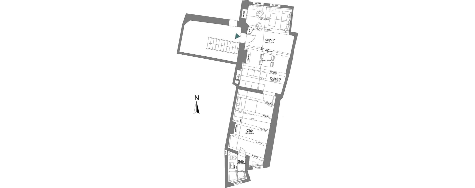 Appartement T2 de 57,67 m2 &agrave; Uz&egrave;s Centre