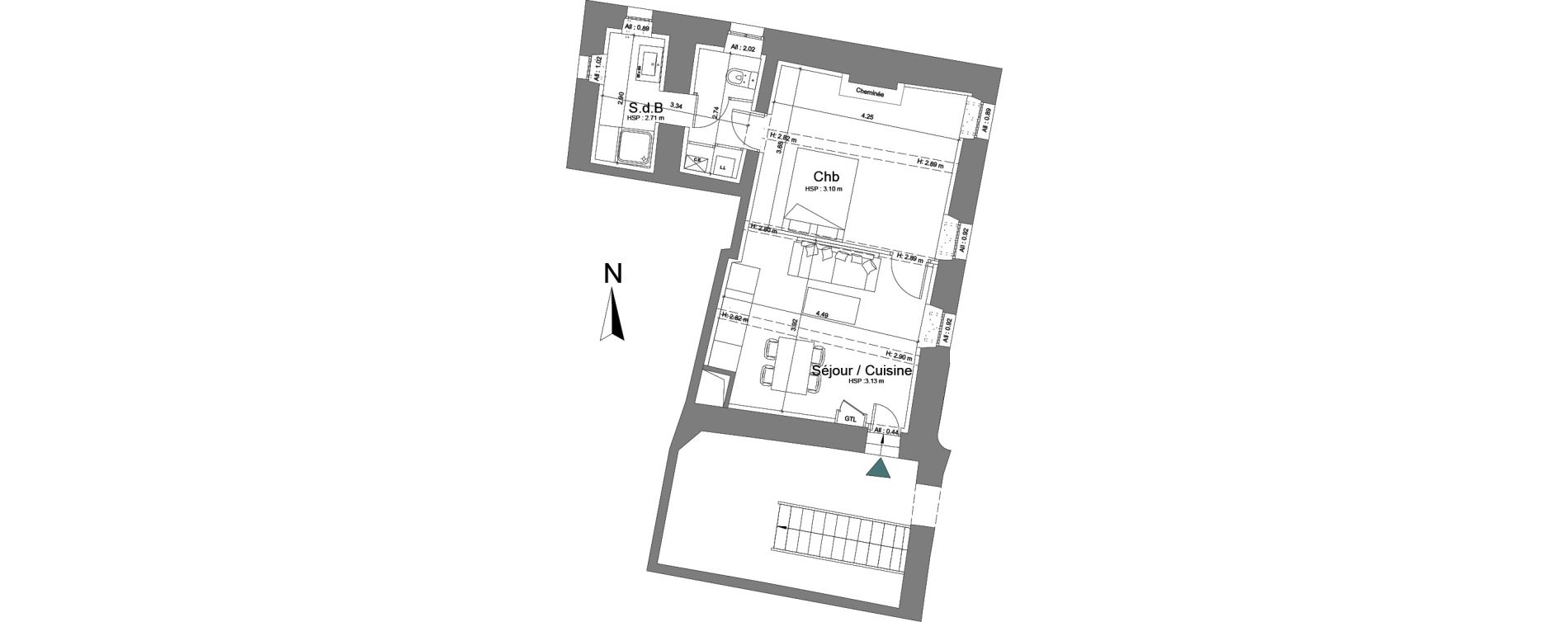 Appartement T2 de 39,77 m2 &agrave; Uz&egrave;s Centre