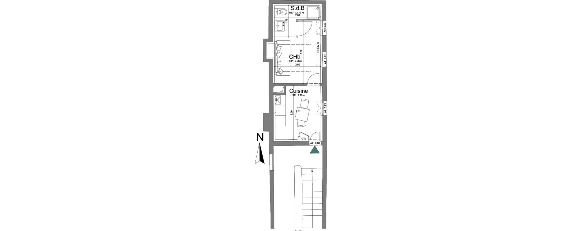 Appartement T1 bis de 19,27 m2 &agrave; Uz&egrave;s Centre