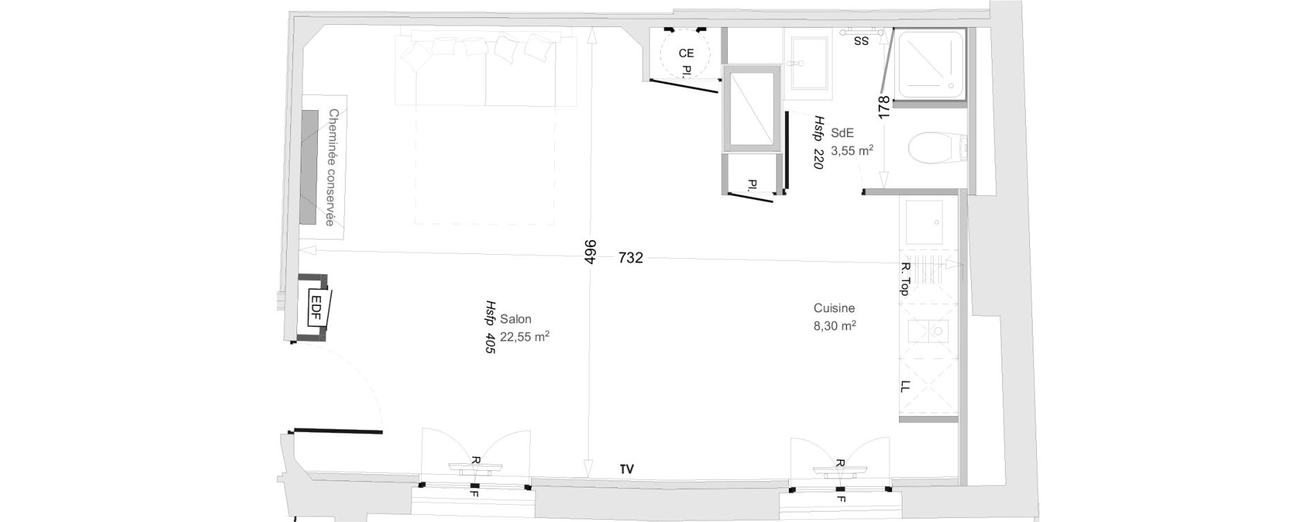 Appartement T1 de 34,10 m2 &agrave; Uz&egrave;s Centre