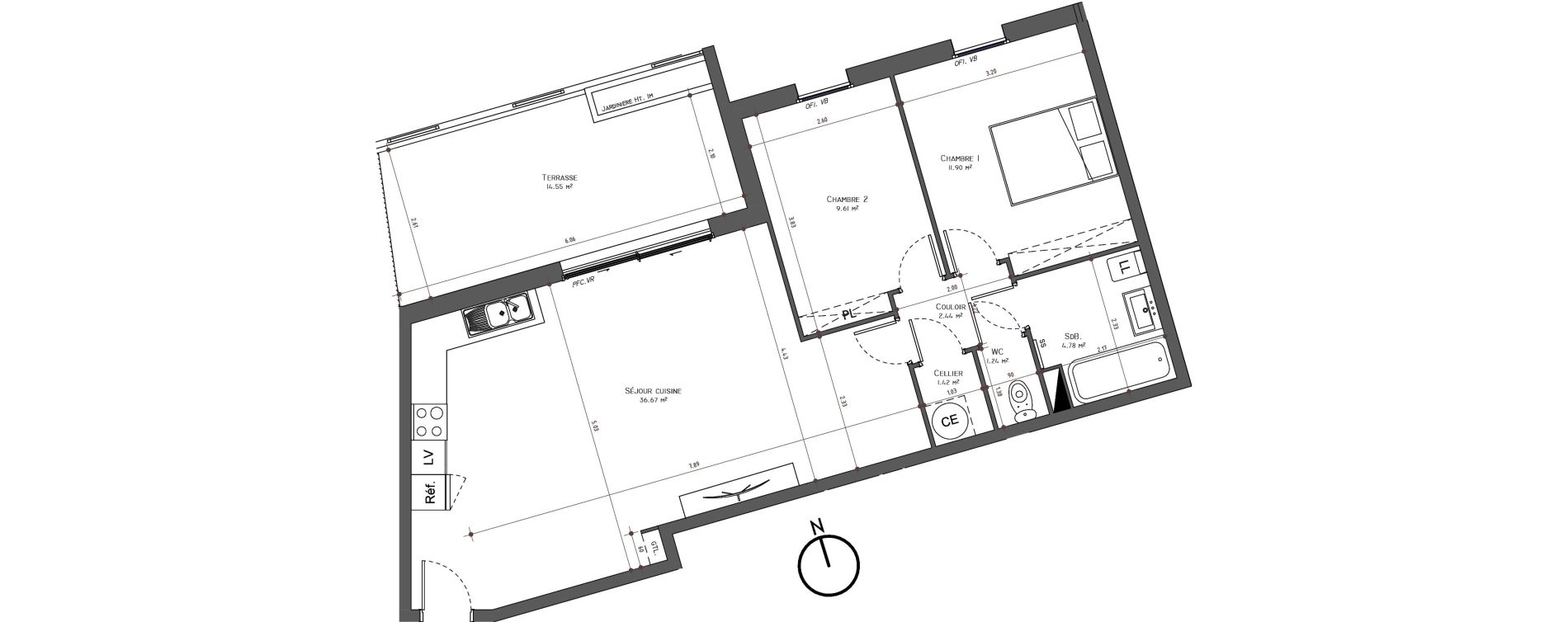 Appartement T3 de 68,06 m2 &agrave; Uz&egrave;s Centre
