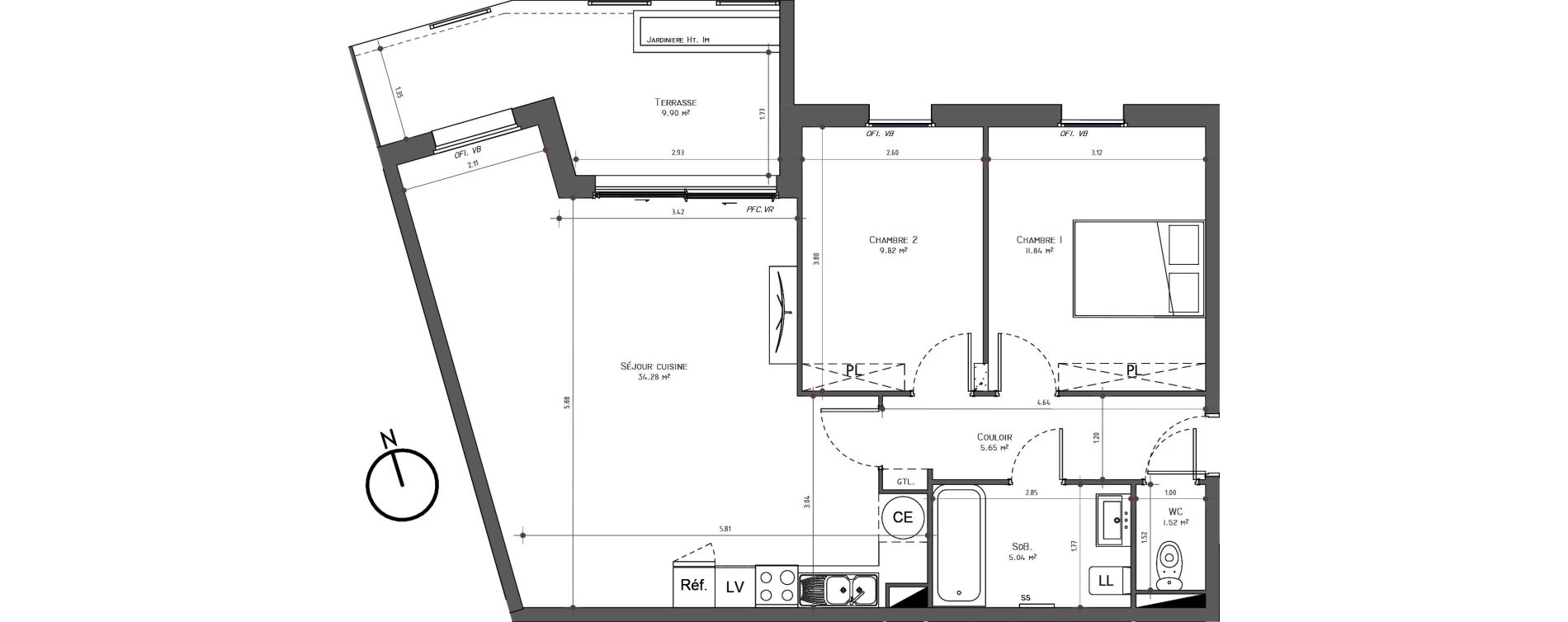 Appartement T3 de 68,16 m2 &agrave; Uz&egrave;s Centre