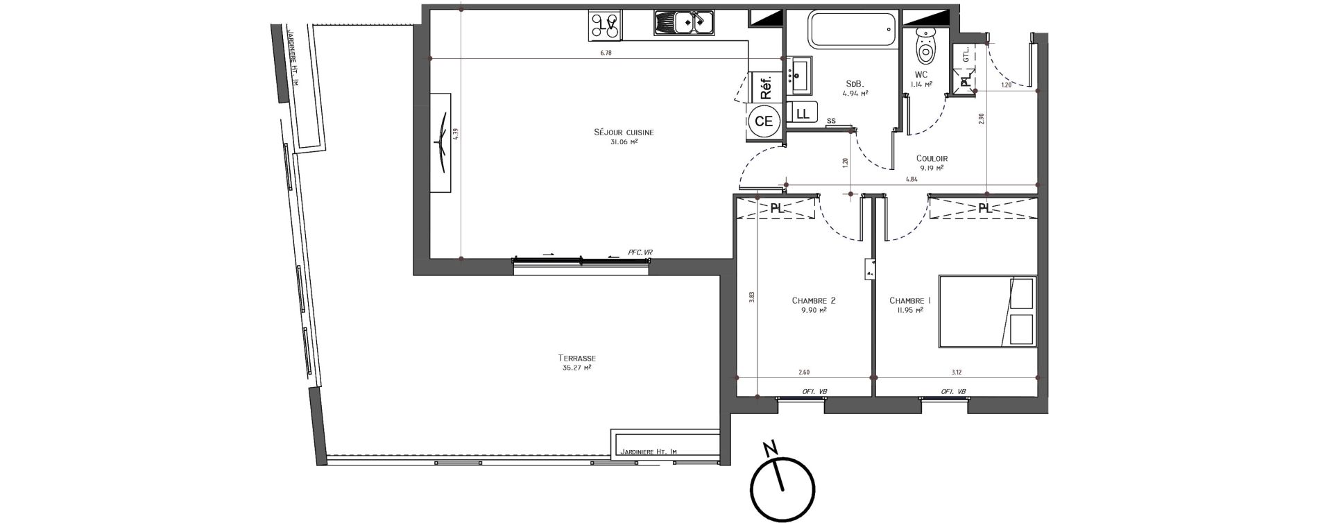 Appartement T3 de 68,19 m2 &agrave; Uz&egrave;s Centre