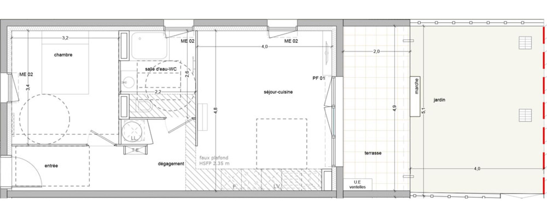 Appartement T2 de 44,40 m2 &agrave; Vauvert Centre