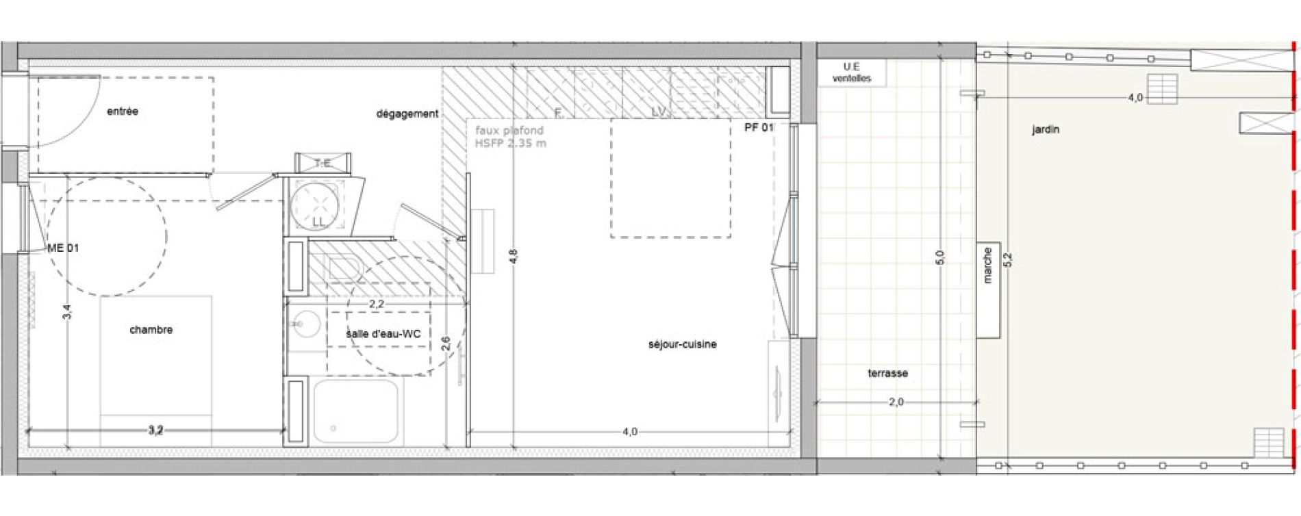 Appartement T2 de 44,40 m2 &agrave; Vauvert Centre