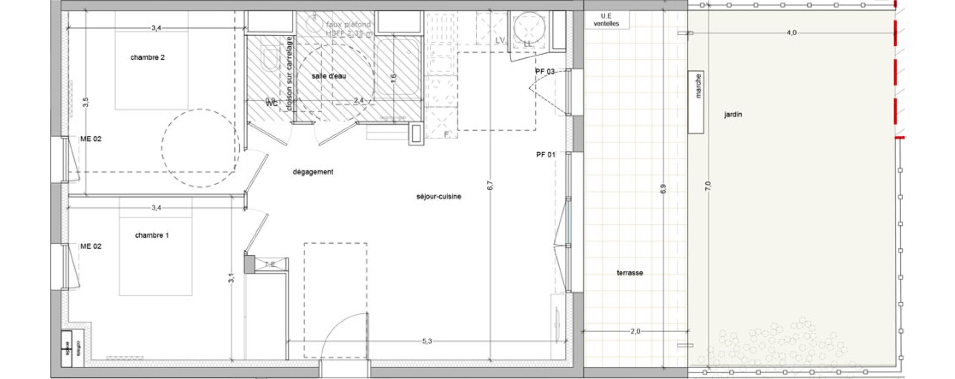 Appartement T3 de 60,50 m2 &agrave; Vauvert Centre