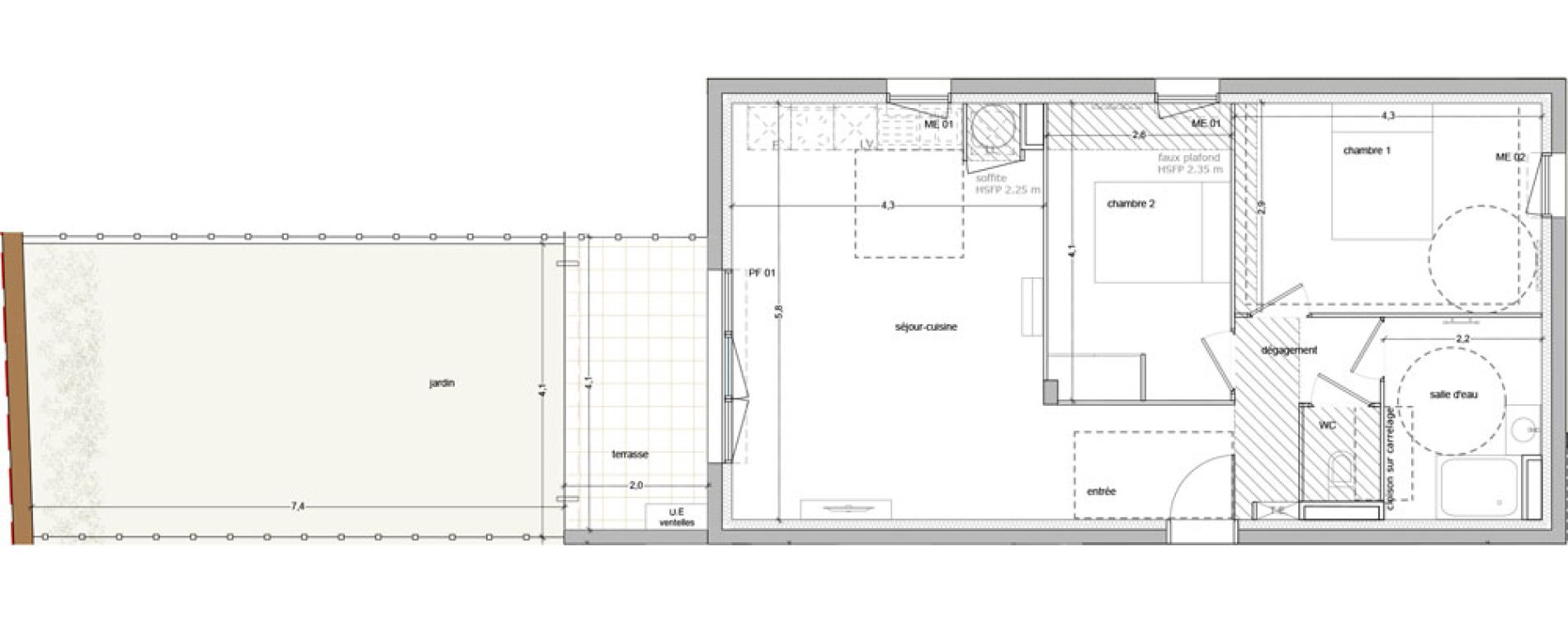 Appartement T3 de 63,40 m2 &agrave; Vauvert Centre