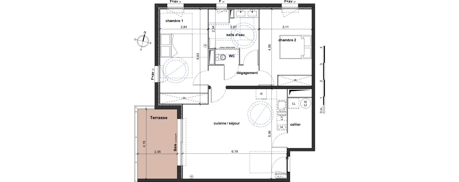 Appartement T3 de 78,70 m2 &agrave; Verg&egrave;ze Centre