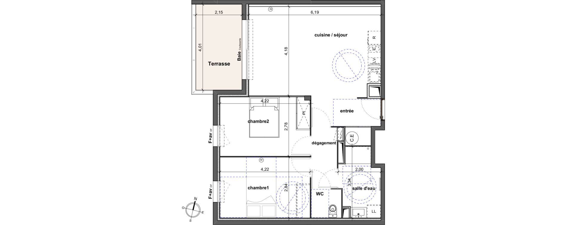 Appartement T3 de 65,75 m2 &agrave; Verg&egrave;ze Centre
