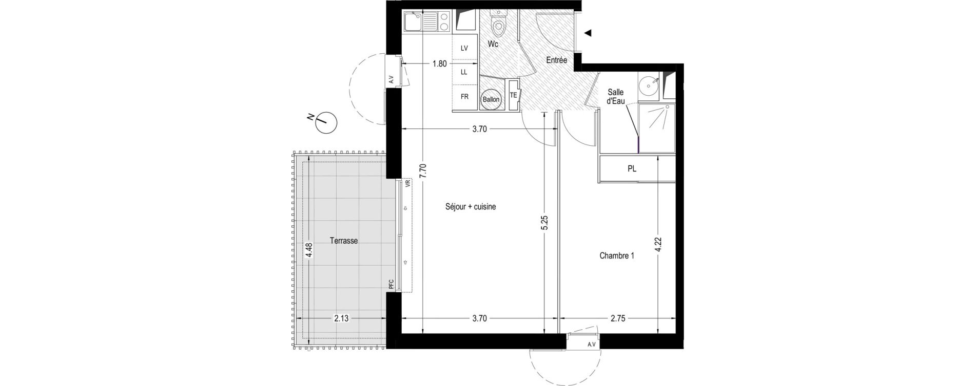 Appartement T2 de 44,65 m2 à Villeneuve-Lès-Avignon Centre