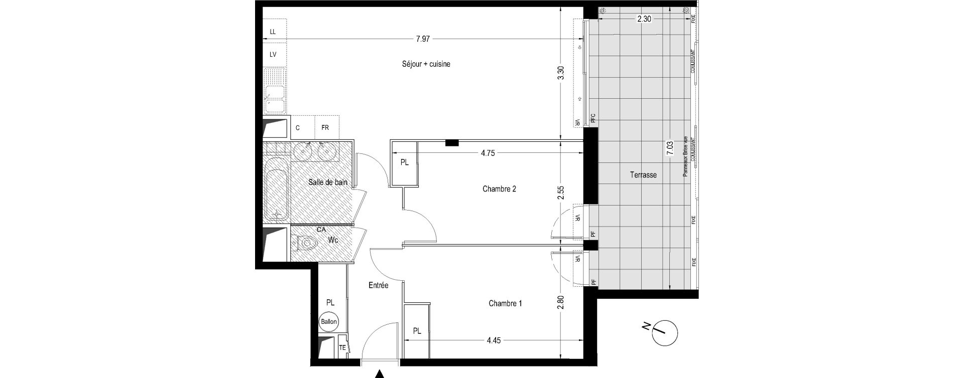 Appartement T3 de 63,45 m2 &agrave; Villeneuve-L&egrave;s-Avignon Centre