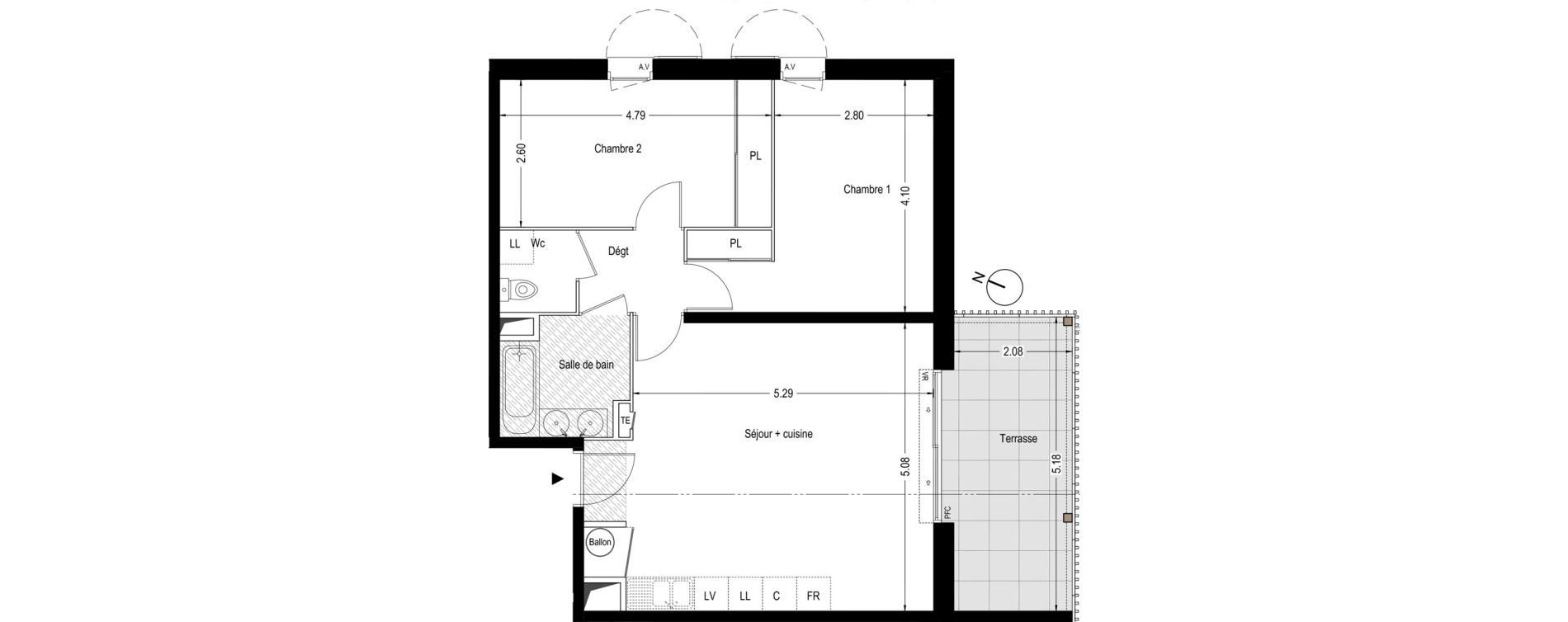 Appartement T3 de 64,30 m2 &agrave; Villeneuve-L&egrave;s-Avignon Centre