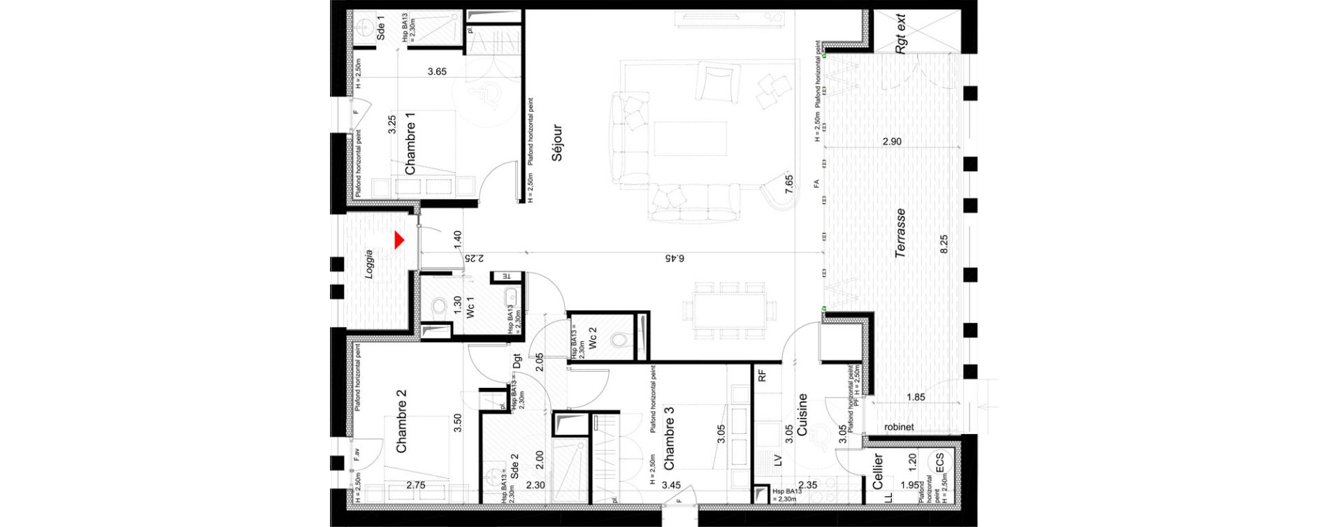 Appartement T4 de 105,69 m2 &agrave; Villeneuve-L&egrave;s-Avignon Abbaye - la motte