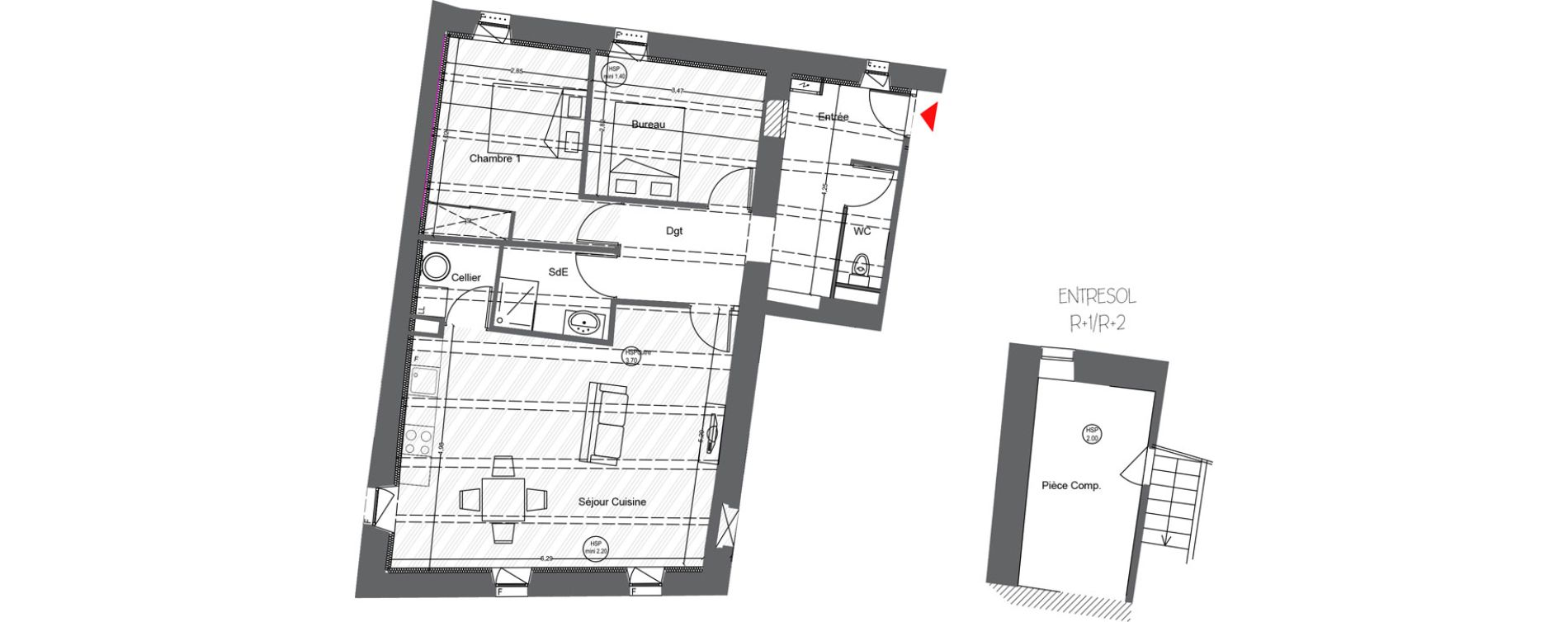 Duplex T4 de 77,90 m2 &agrave; Villeneuve-L&egrave;s-Avignon Abbaye - la motte