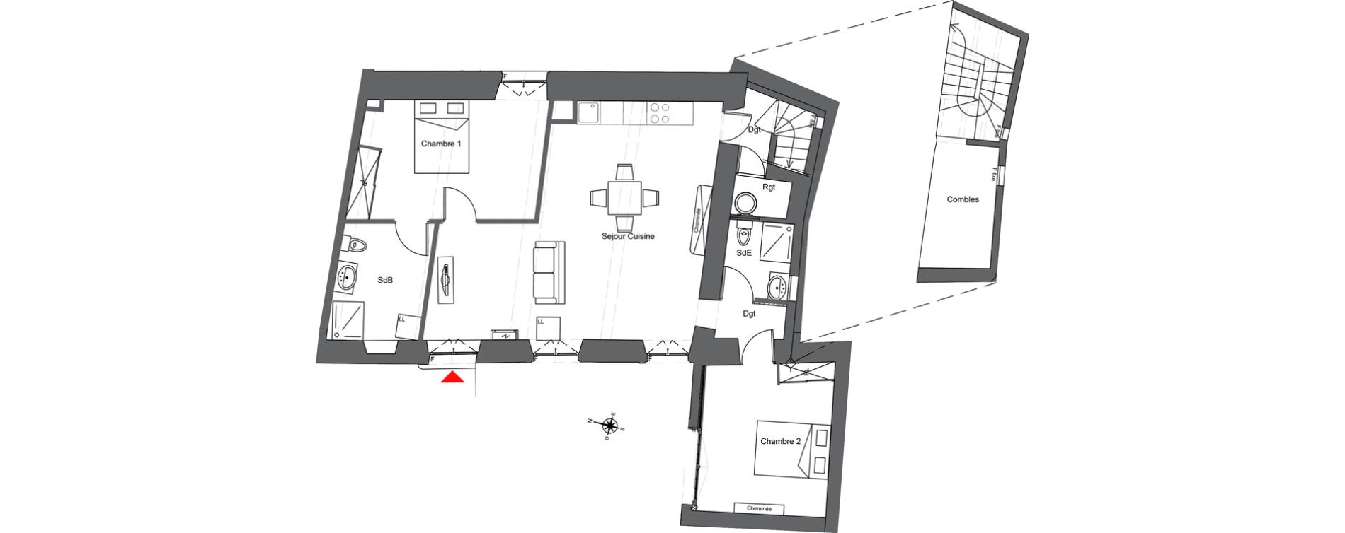 Appartement T3 de 73,80 m2 &agrave; Villeneuve-L&egrave;s-Avignon Abbaye - la motte