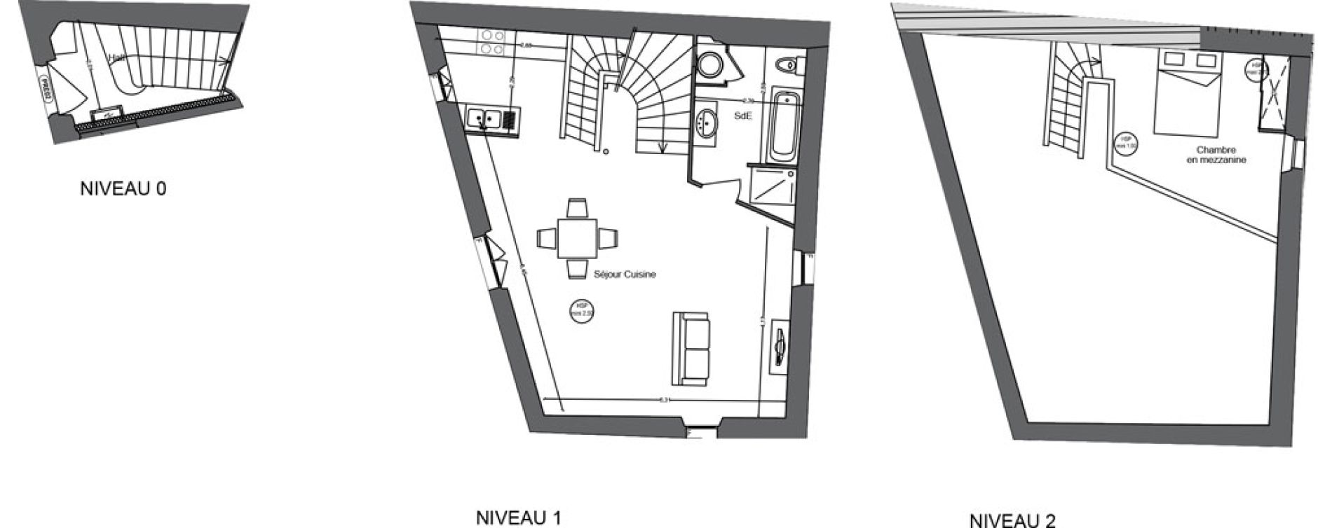 Duplex T2 de 65,70 m2 &agrave; Villeneuve-L&egrave;s-Avignon Abbaye - la motte