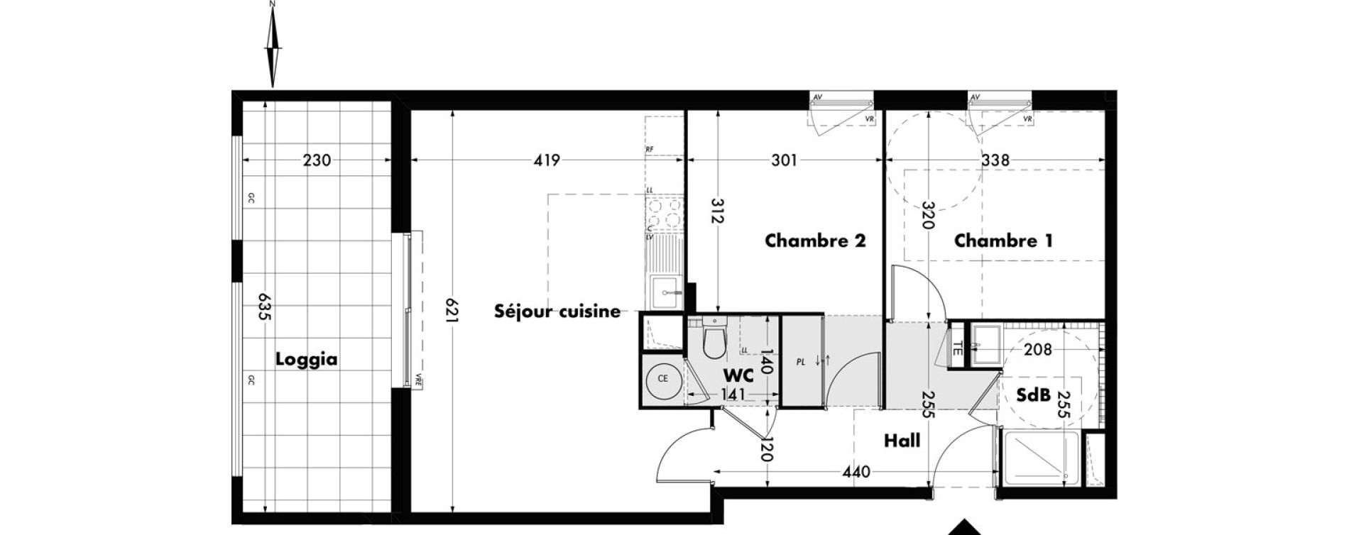 Appartement T3 de 61,87 m2 &agrave; Villeneuve-L&egrave;s-Avignon Centre