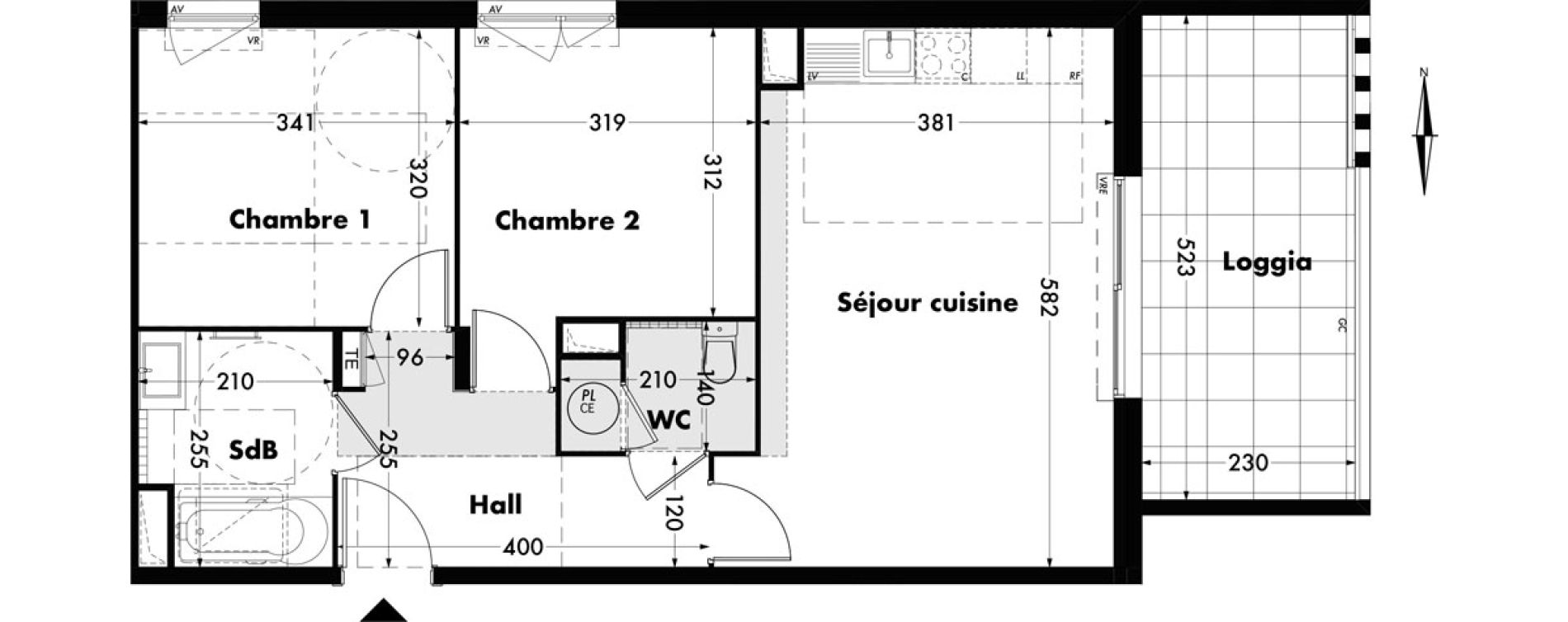 Appartement T3 de 58,82 m2 &agrave; Villeneuve-L&egrave;s-Avignon Centre