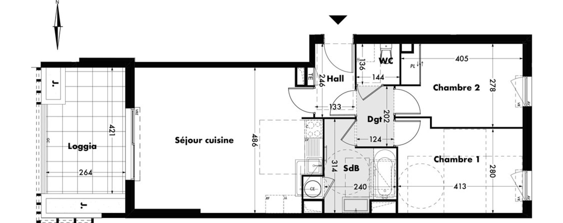 Appartement T3 de 65,46 m2 &agrave; Villeneuve-L&egrave;s-Avignon Centre