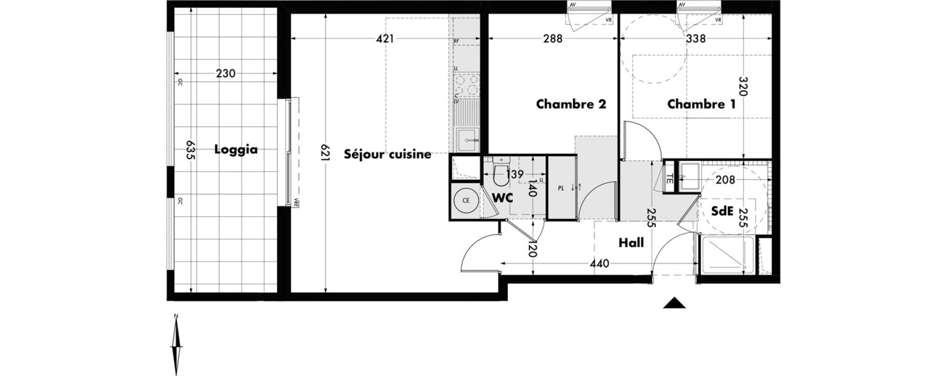 Appartement T3 de 61,52 m2 &agrave; Villeneuve-L&egrave;s-Avignon Centre