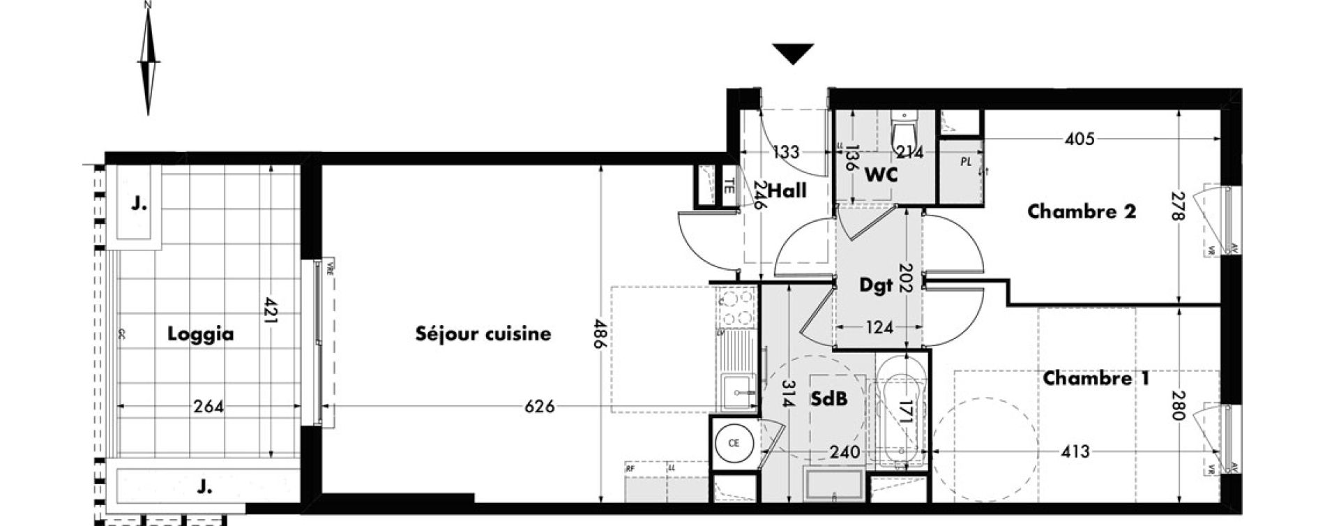 Appartement T3 de 65,32 m2 &agrave; Villeneuve-L&egrave;s-Avignon Centre