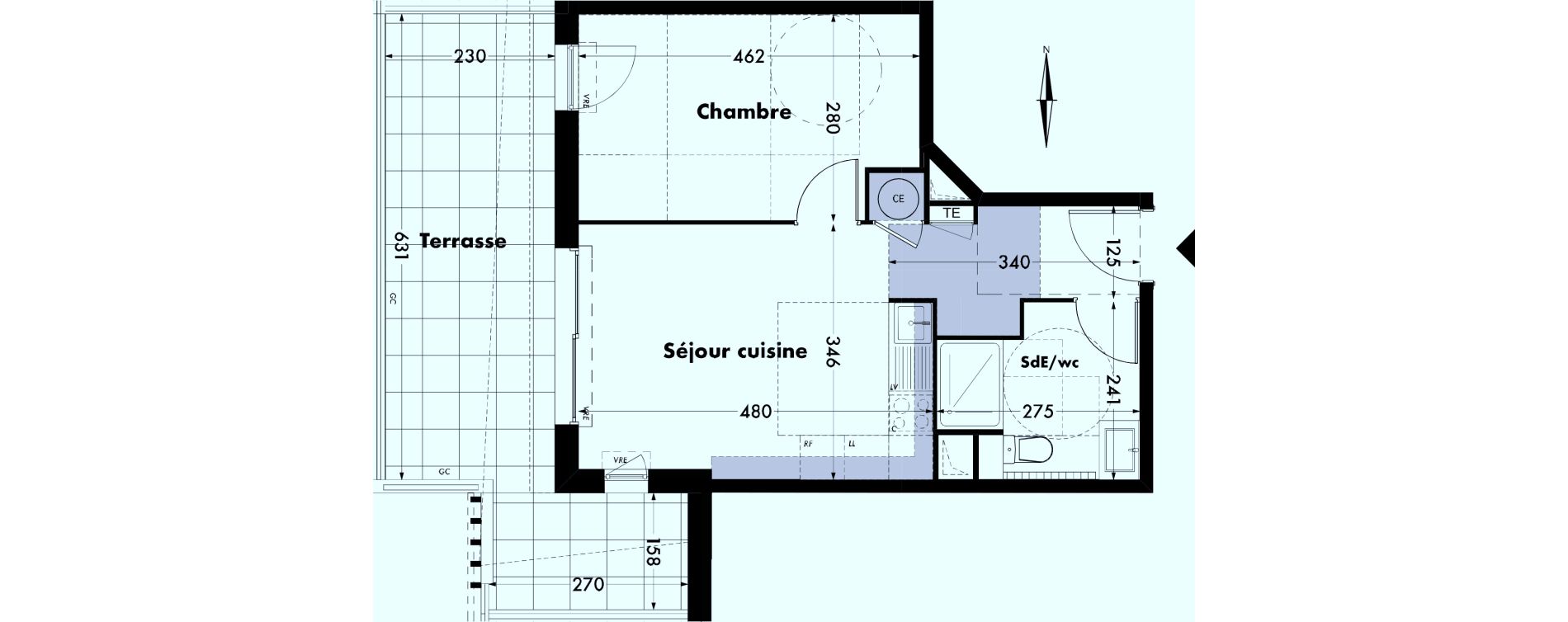 Appartement T2 de 38,86 m2 &agrave; Villeneuve-L&egrave;s-Avignon Centre
