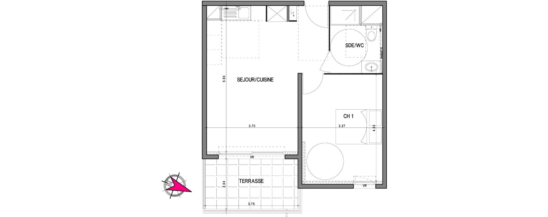Appartement T2 de 43,70 m2 &agrave; Villeneuve-L&egrave;s-Avignon Centre