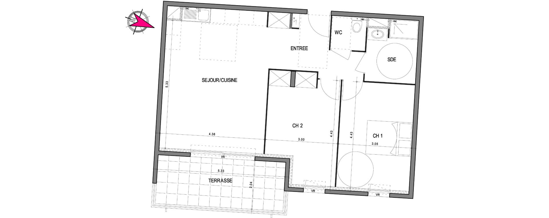 Appartement T3 de 66,02 m2 &agrave; Villeneuve-L&egrave;s-Avignon Centre