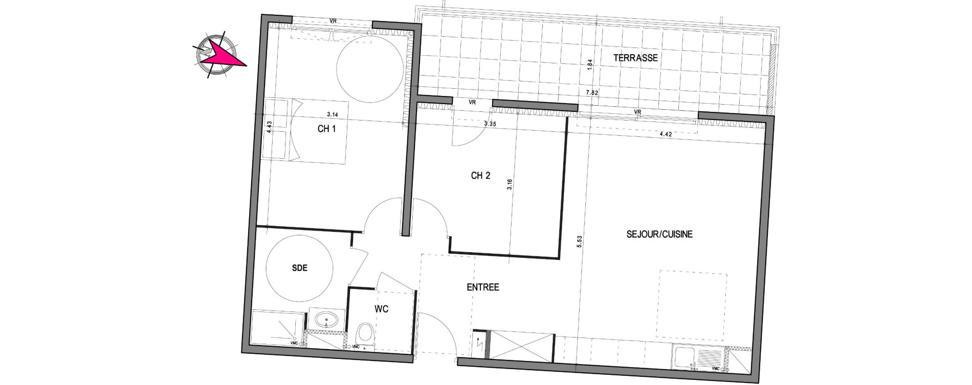 Appartement T3 de 64,82 m2 &agrave; Villeneuve-L&egrave;s-Avignon Centre