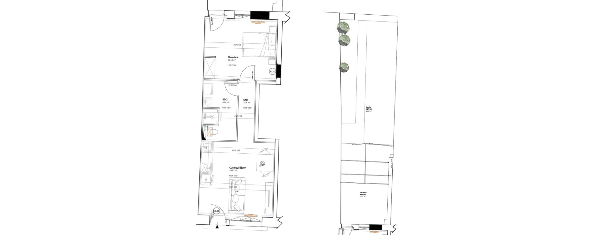 Appartement T2 de 39,75 m2 &agrave; Fleurance Centre