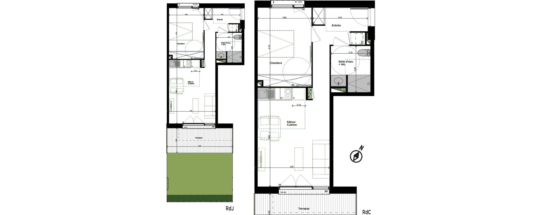 Appartement T2 de 43,67 m2 &agrave; Aucamville Les violettes