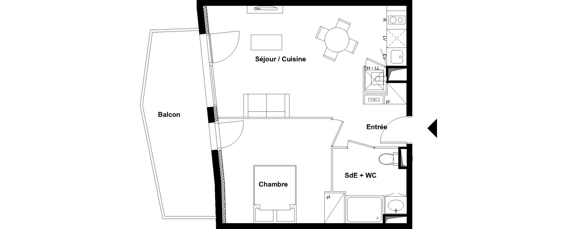 Appartement T2 de 42,26 m2 &agrave; Aucamville Centre