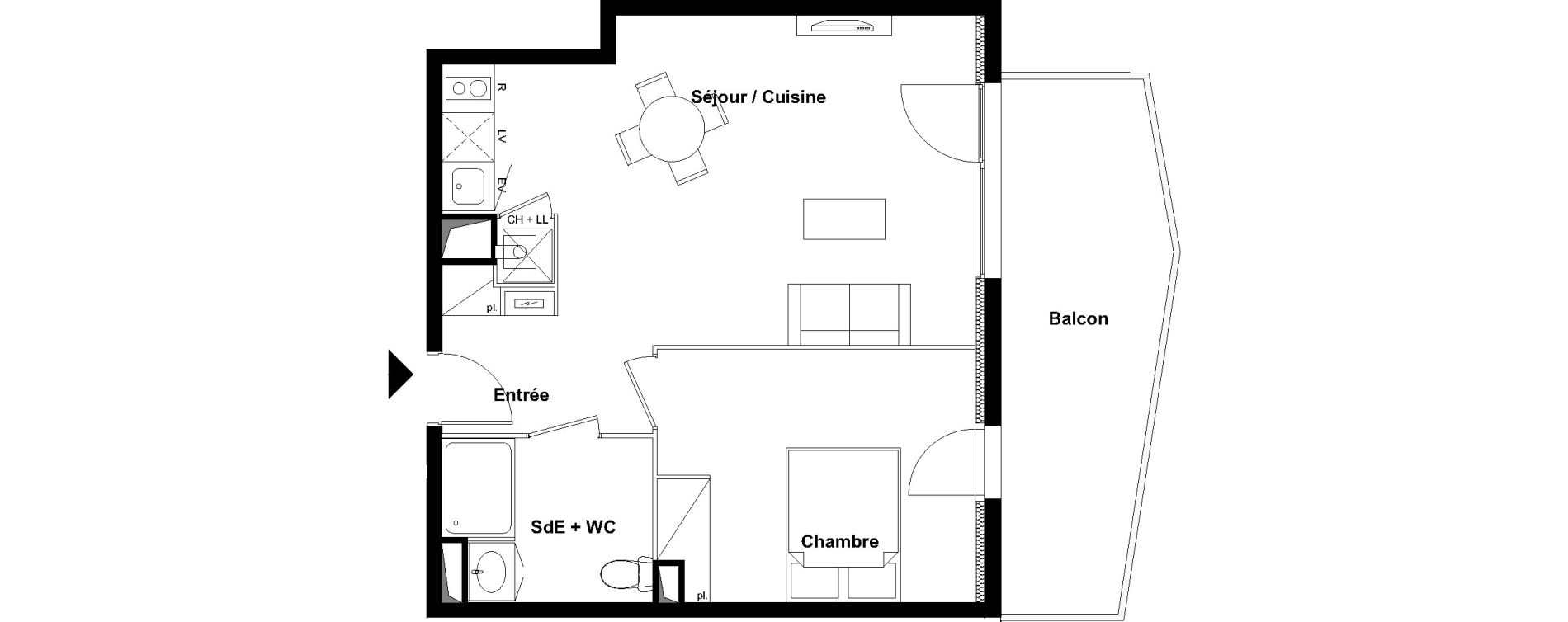 Appartement T2 de 44,03 m2 &agrave; Aucamville Centre