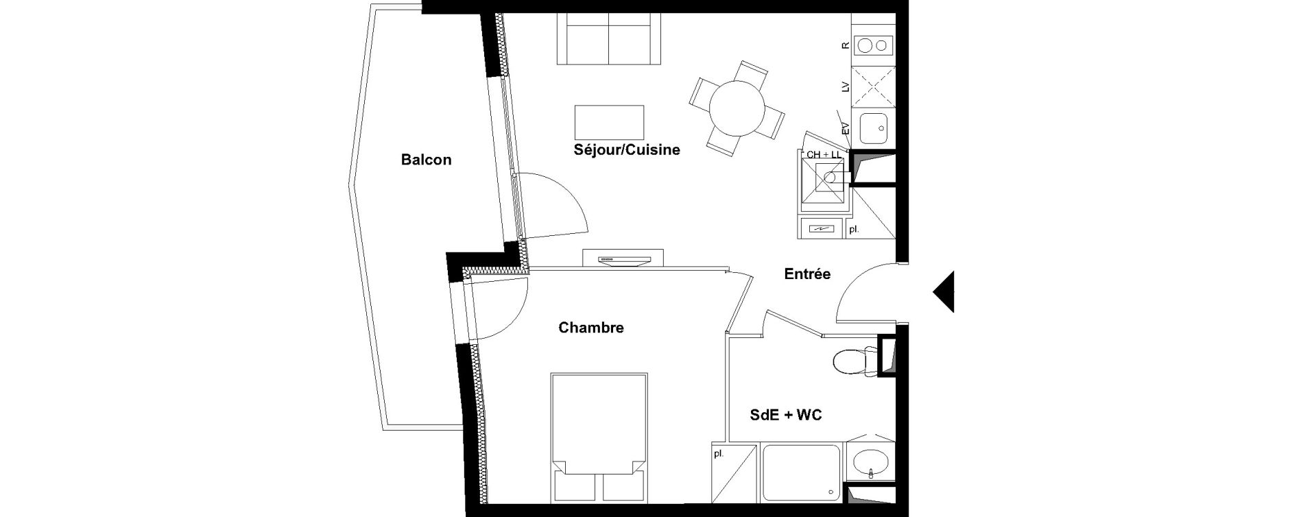 Appartement T2 de 39,19 m2 &agrave; Aucamville Centre
