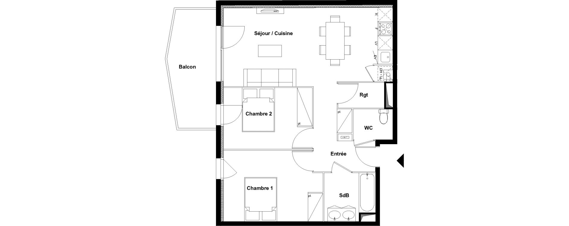 Appartement T3 de 62,07 m2 &agrave; Aucamville Centre
