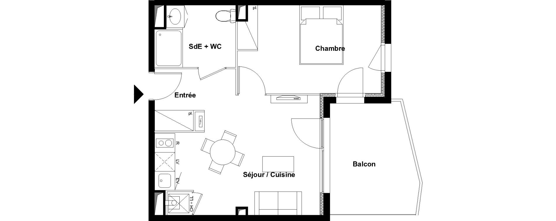 Appartement T2 de 38,83 m2 &agrave; Aucamville Centre