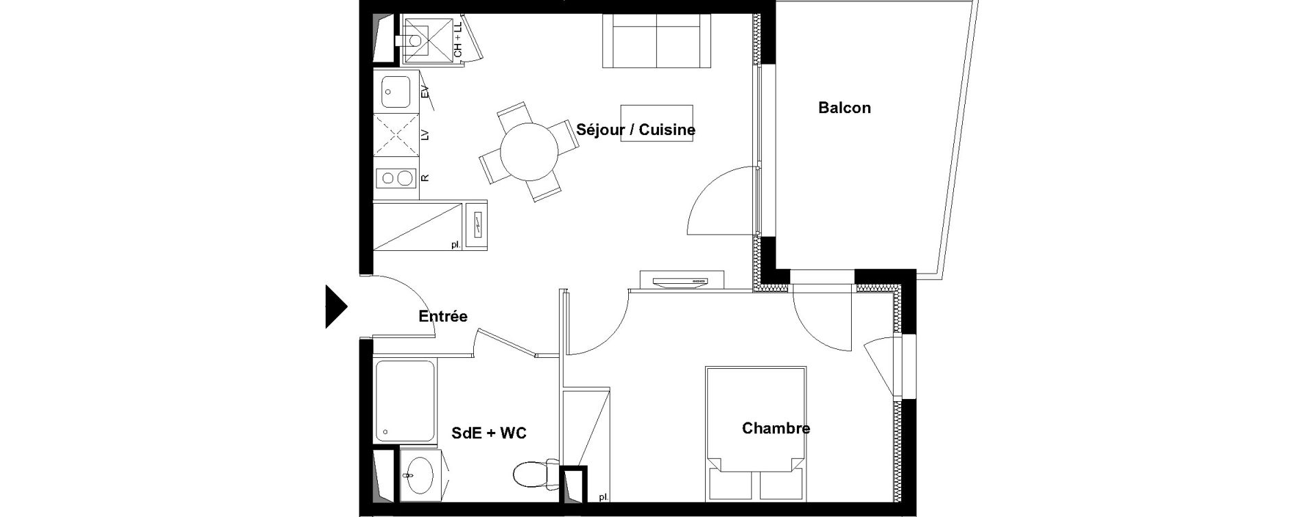 Appartement T2 de 39,72 m2 &agrave; Aucamville Centre