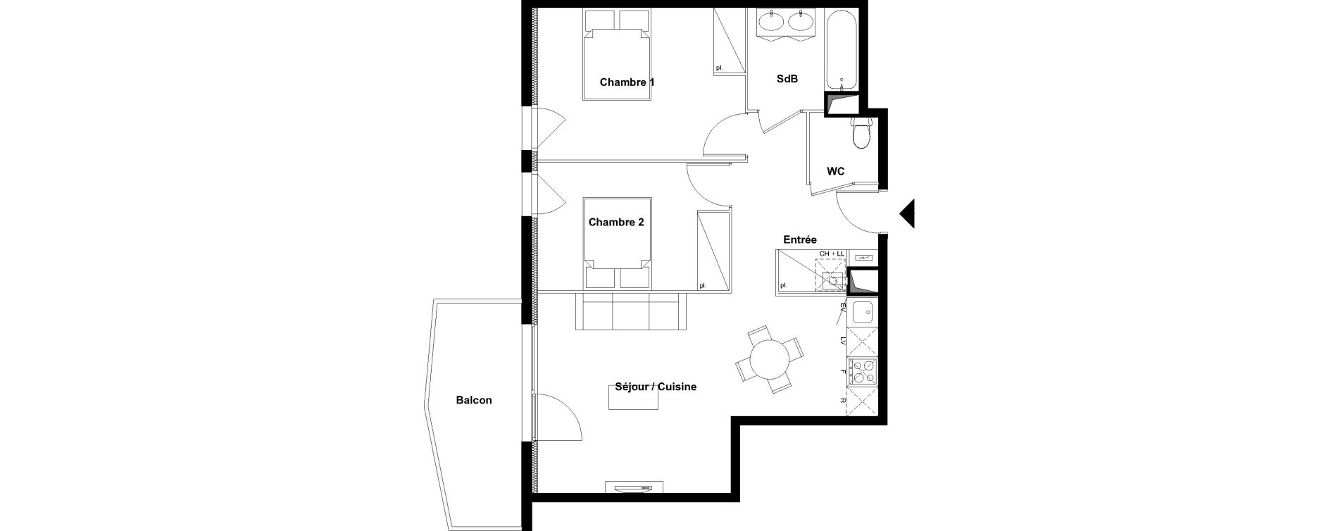 Appartement T3 de 61,17 m2 &agrave; Aucamville Centre