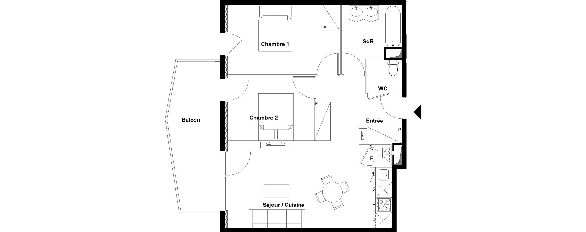 Appartement T3 de 59,21 m2 &agrave; Aucamville Centre