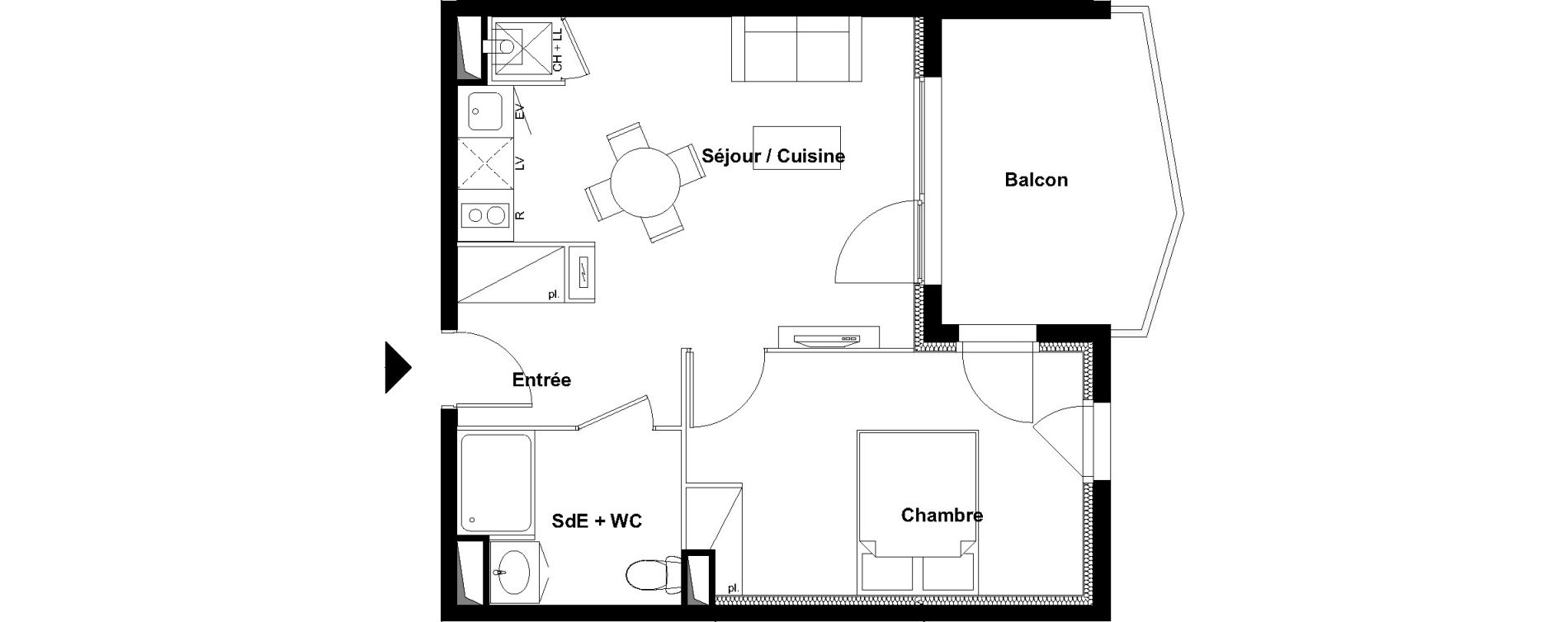 Appartement T2 de 39,26 m2 &agrave; Aucamville Centre