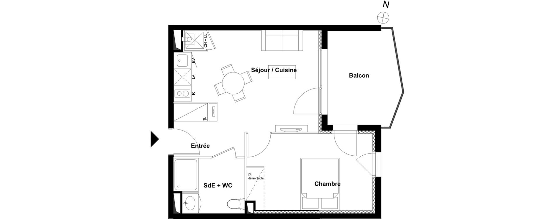 Appartement T2 de 38,80 m2 &agrave; Aucamville Centre